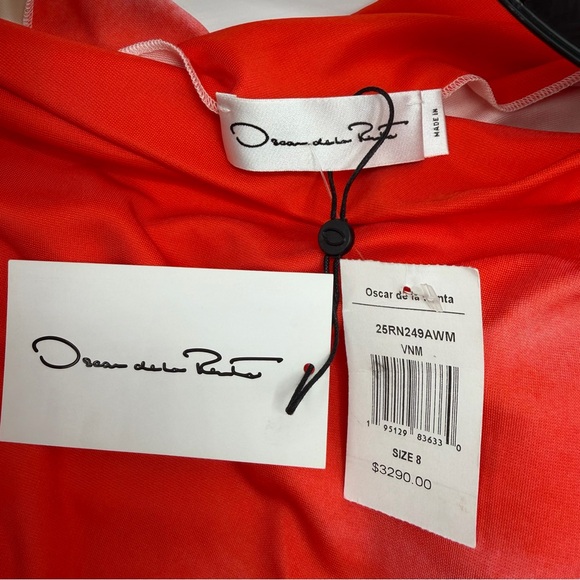NEW NWT Oscar De La Renta Draped Abstract Vermilion Watercolor Midi Dress PS25 - Picture 7 of 14